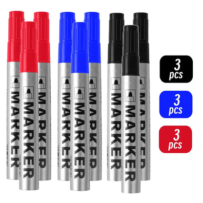 Permanent Paint Marker Pen Waterproof Black Pen for Tyre Oily Markers Quick Drying Signature Pen Stationery Supplies - image…
