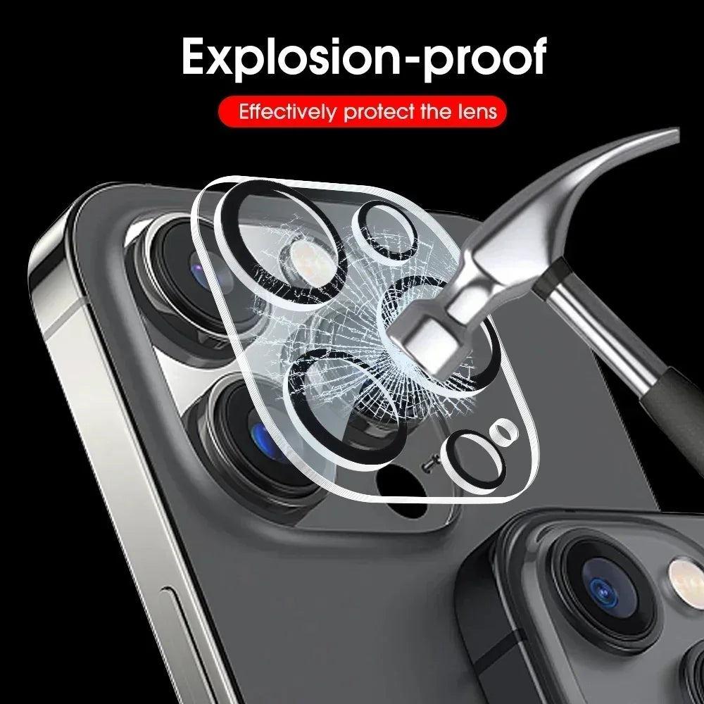 1-5Pcs Tempered Glass for iPhone 17 16 15 14 13 Pro Max Plus Mini Camera Lens Protector Black Circle Protective Lens Film Co…