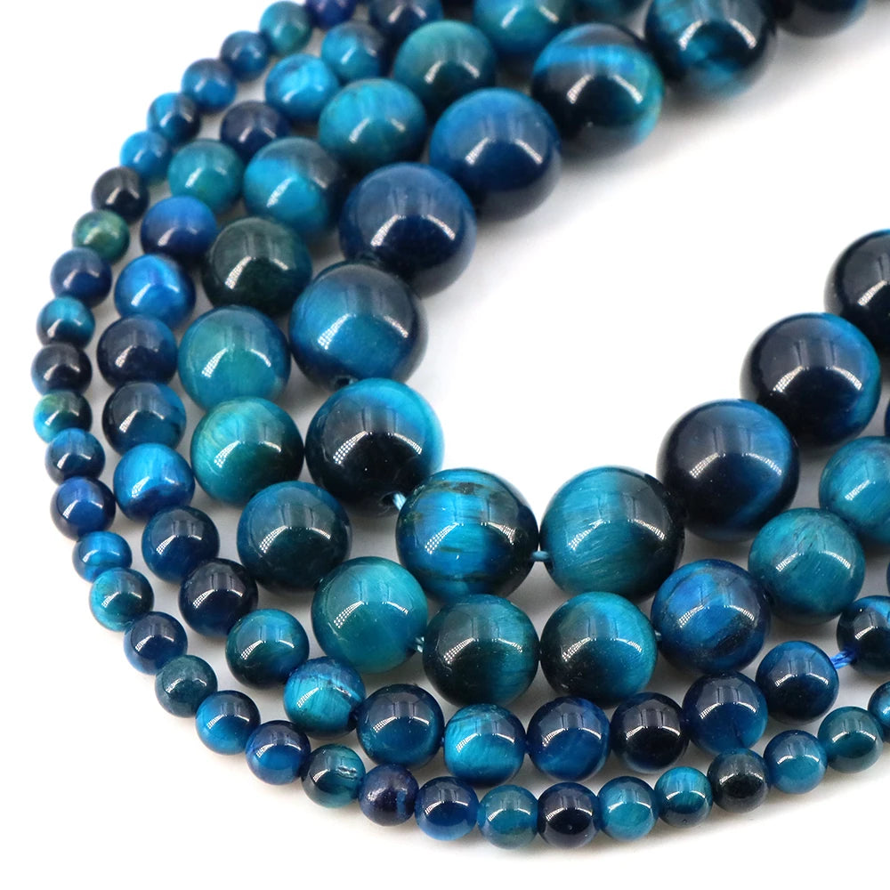 Natural Stone Beads Blue Tiger Eye Crystal Amethyst Rose Quartz Gemstone Bead for Jewelry Making Bracelet Necklace 4/6/8/10M…