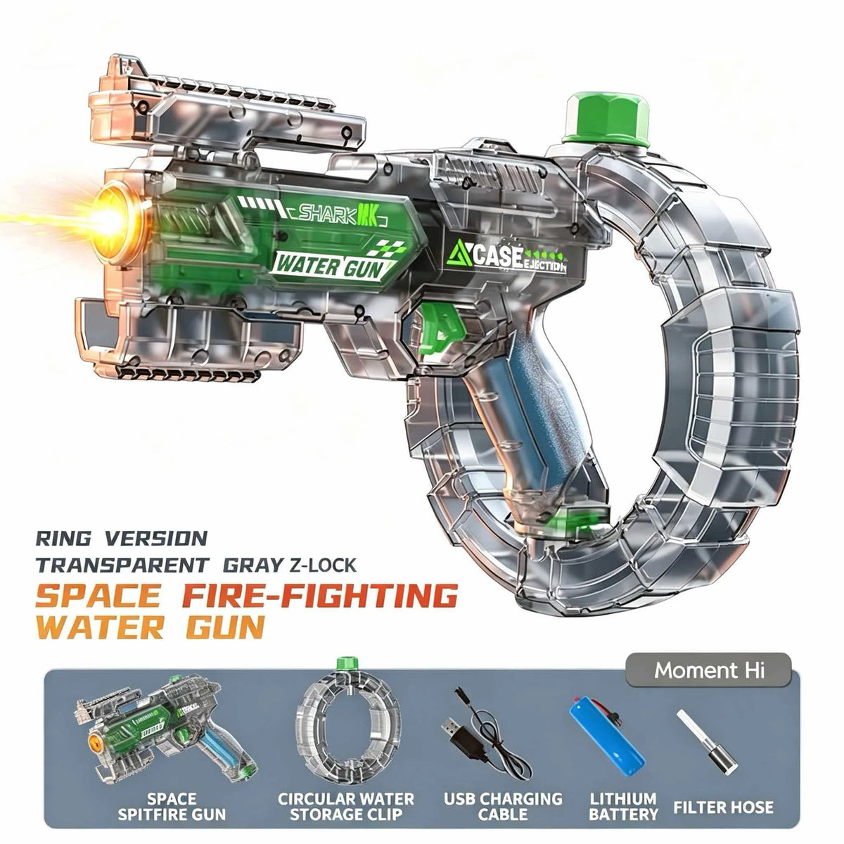 Simulated Firing and Recoil Electric Water Gun Toys Children Automatic Sensor Lights Water Pistol Summer Outdoor Beach Kids…