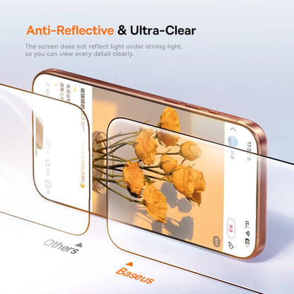 Baseus Tempered Glass for iPhone 17 16 15 14 13 12 Pro Max Screen Protector HD With Cleaning Kit Anti Peeping Dust-proof Gla…