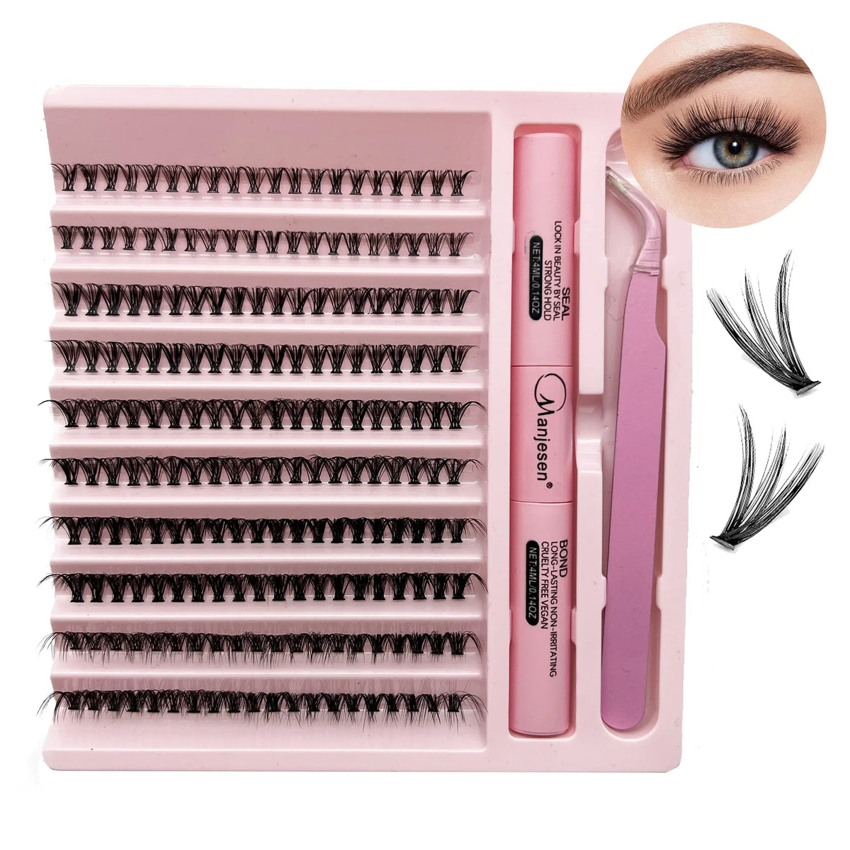 DIY Lashes Extension Kit Eyelashes 200 PCS Clusters Lash Bond and Seal Makeup Tools for Gluing Lashes Gluing Glue Accessorie…