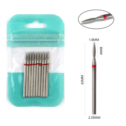 10pcs Diamond Milling Cutter Nail Drill Bits Set For Manicure Accessory Pedicure Eletric Machine Nail Bit Brush Burr Tools -…