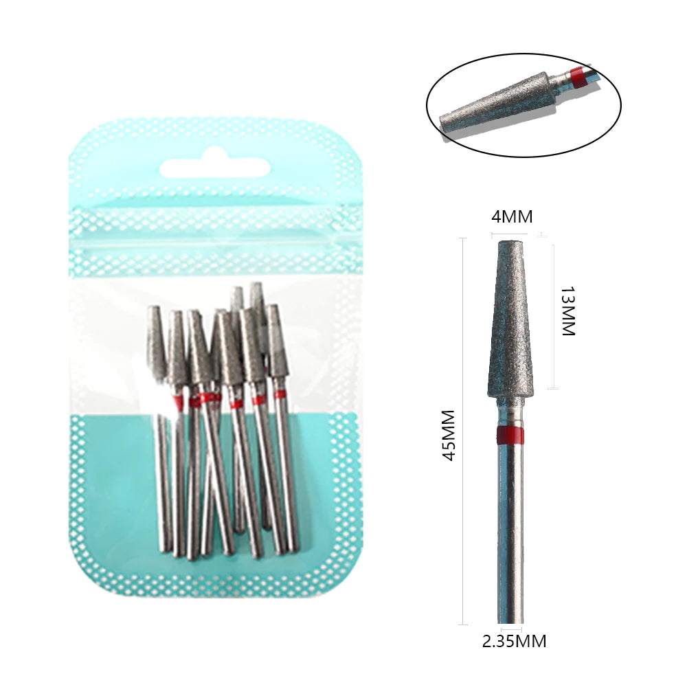 10pcs Diamond Milling Cutter Nail Drill Bits Set For Manicure Accessory Pedicure Eletric Machine Nail Bit Brush Burr Tools -…