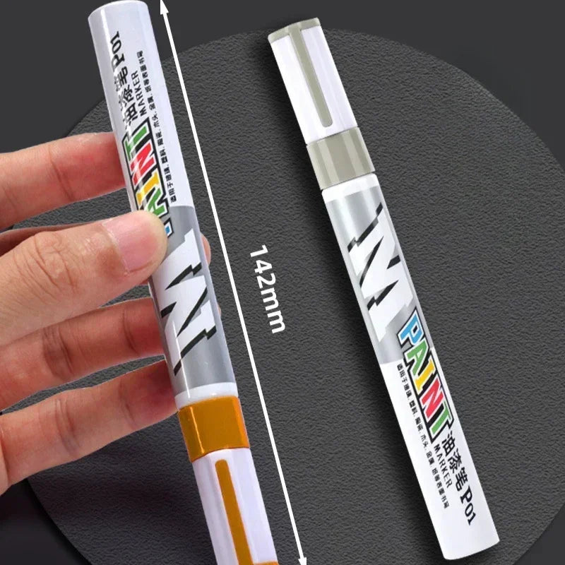 Car Paint Scratches Repair Brush Pen Waterproof Water Paint Marker Pen Car Tire Tread Care Automotive Black White Red Silver…