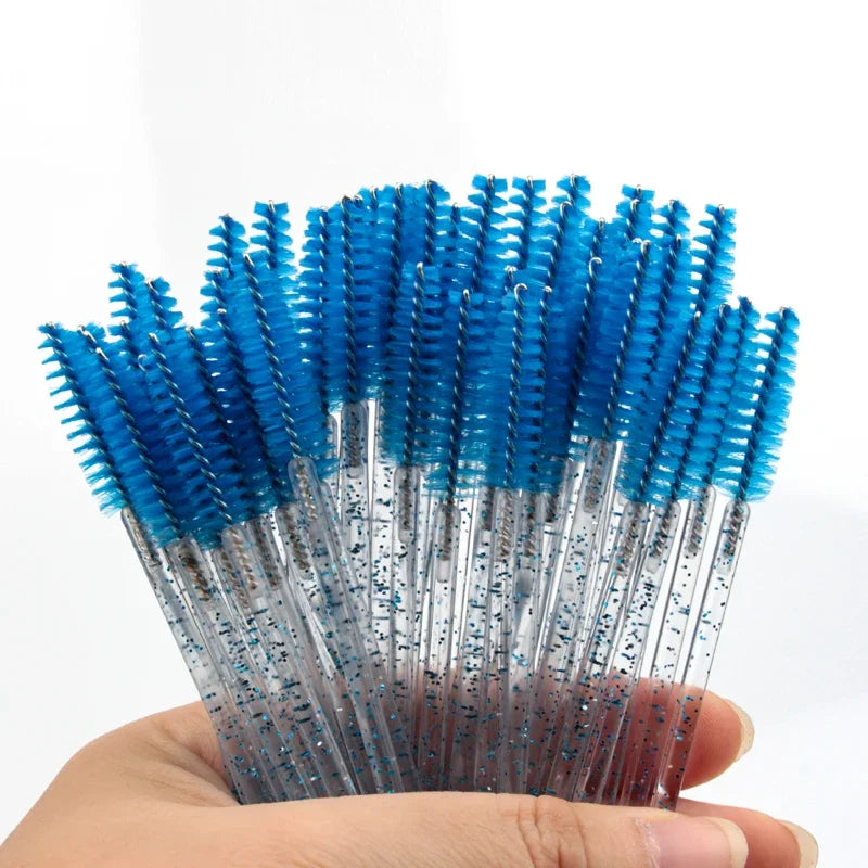 5/25/50 PCS Makeup Brushes Pink Crystal Eyelashes Brush Reusable Fake Lashes Extension Supplies False Eyelash Make up Tool H…