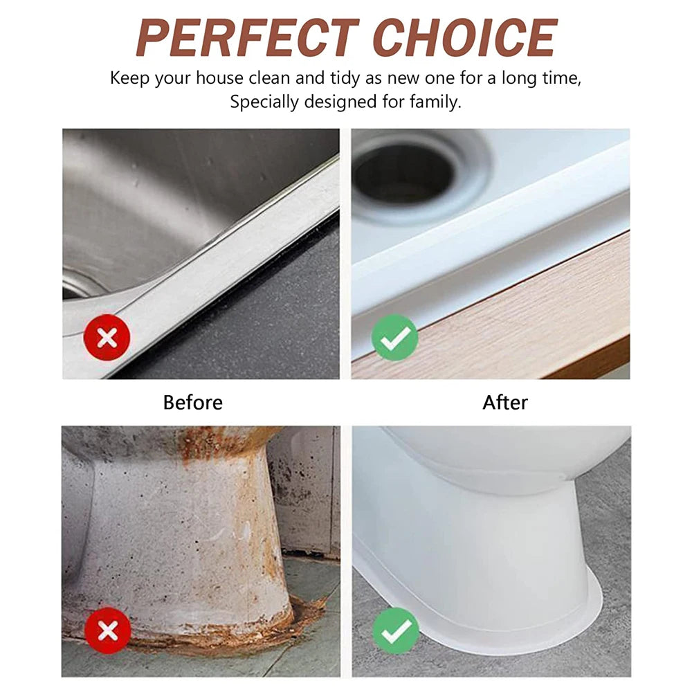 3.2M Bath Caulk Tape Self Adhesive PVC Oil-Proof Kitchen Sink Edge Corner Wall Sticker Waterproof Toilet Sealing Strip Tape…