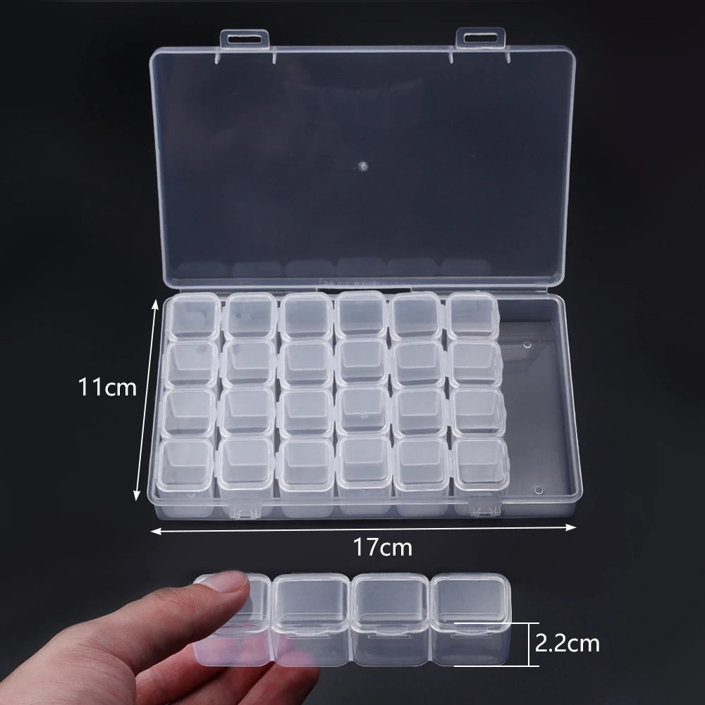 1 Pc Plastic Jewelry Box 5-28 Compartment Slot Organizer Storage Beads Container Adjustable Jewelry Storage Box Rectangle Ca…