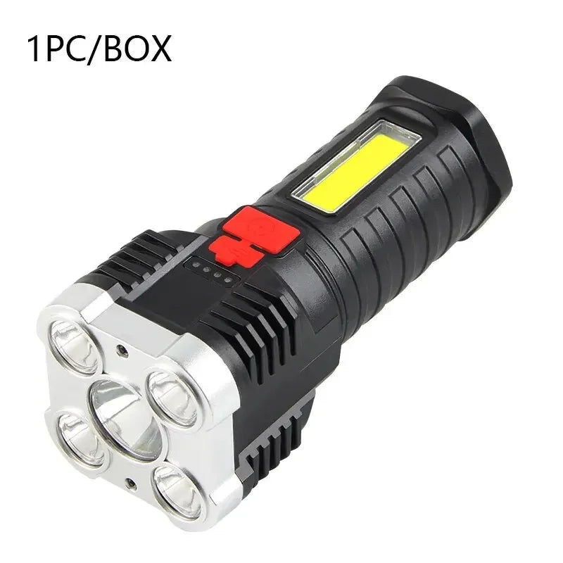 5LED High Power Led Flashlights Rechargeable Camping Spotlight with Side Light 3 Lighting Modes for Camping Adventure Outdoo…