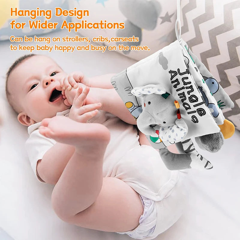 Soft Baby Books 3D Touch Feel High Contrast Cloth Book Sensory Early Learning Stroller Toys for Infant Toddler Gifts 0-12 Mo…