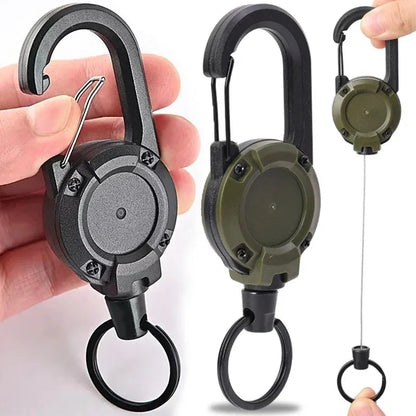 Retractable Heavy Duty Pull Reel Carabiner Key Chains Strong Steel Wire Rope Buckle Spring Key Ring Outdoor Sporty Keychain…