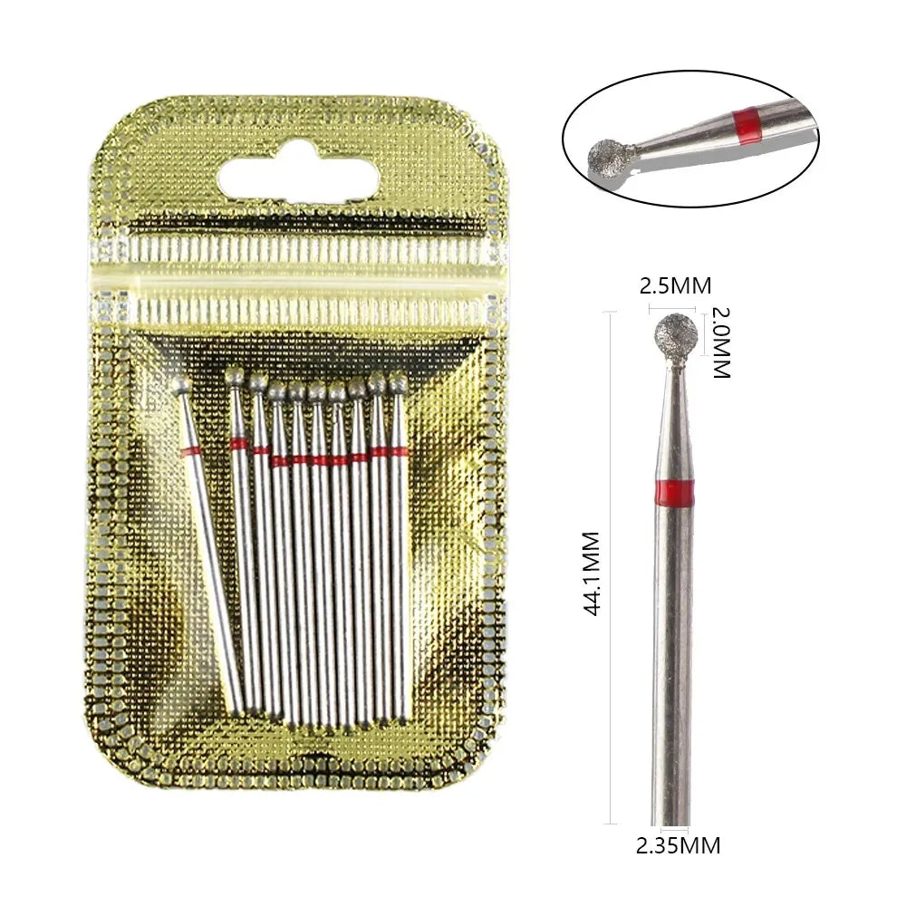 10pcs Diamond Milling Cutter Nail Drill Bits Set For Manicure Accessory Pedicure Eletric Machine Nail Bit Brush Burr Tools -…