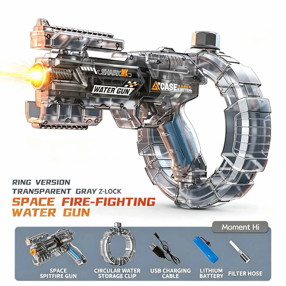 Simulated Firing and Recoil Electric Water Gun Toys Children Automatic Sensor Lights Water Pistol Summer Outdoor Beach Kids…
