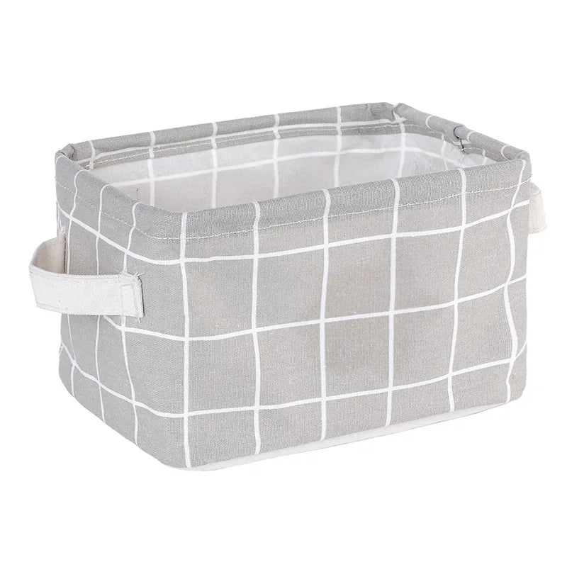 Small Foldable Canvas Storage Basket With Handle Cotton And Linen Desktop Storage Box Small Fresh Waterproof Storage Basket…