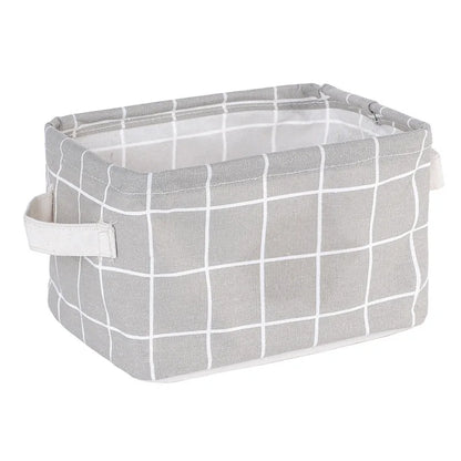Small Foldable Canvas Storage Basket With Handle Cotton And Linen Desktop Storage Box Small Fresh Waterproof Storage Basket…