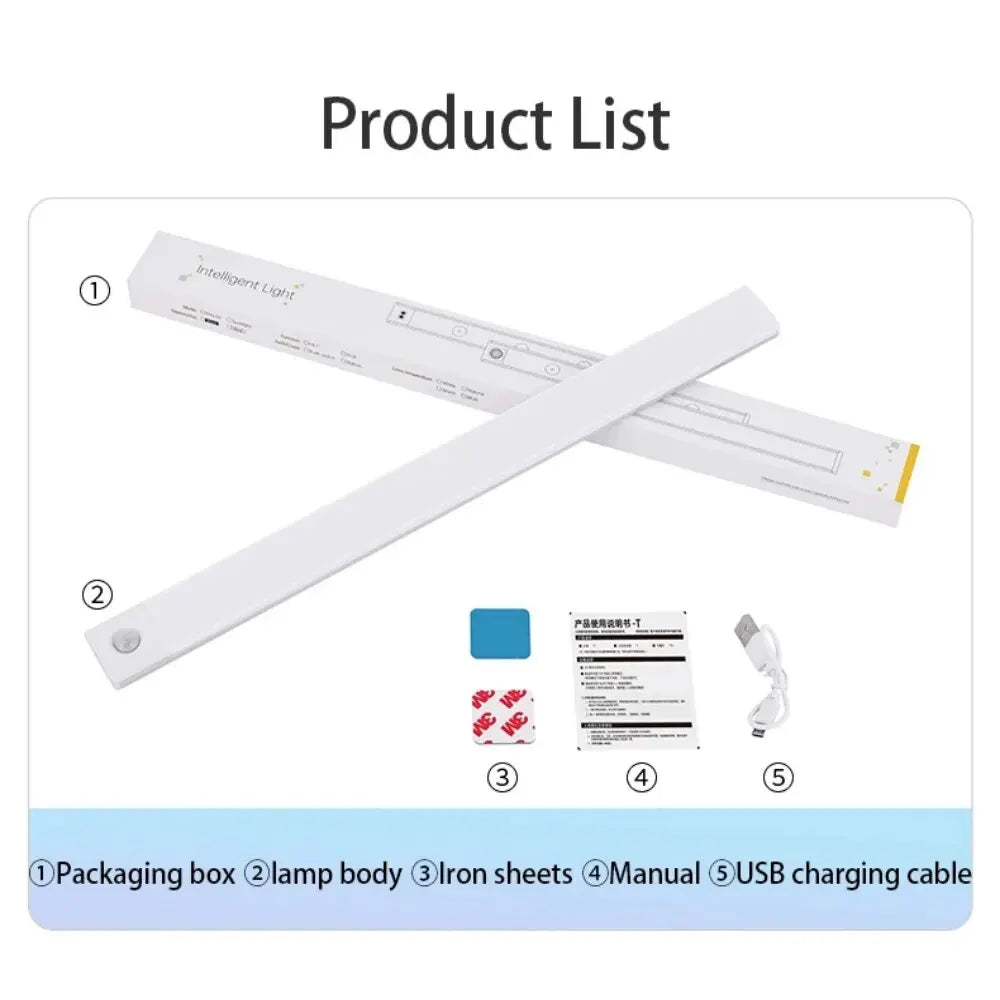 Cabinet Lights Motion Sensor LED Wireless USB Under Ultra Thin Night Light For Kitchen Cabinet Bedroom Wardrobe Indoor Light…