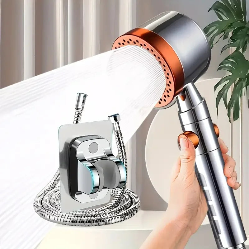 New High Pressure Water Saving Filter Shower Head 5 Modes Handheld Shower Head One Button Stop Bathroom Accessories Set - im…