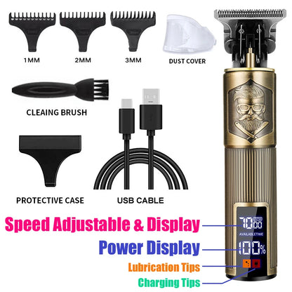 Carving Hair Clipper Professional Hair Cutting Machine Barber Rechargeable Hair Trimmer Metal Haircut Machine Clipper for Me…