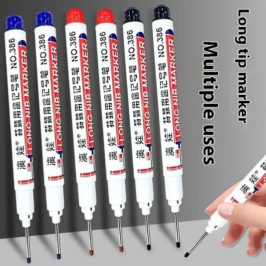 4/12 Pcs Waterproof Long Head Markers Deep Hole Marker Pen for Metal Carpenter Red/Black/Blue/Green Ink Woodworking Tools Ma…