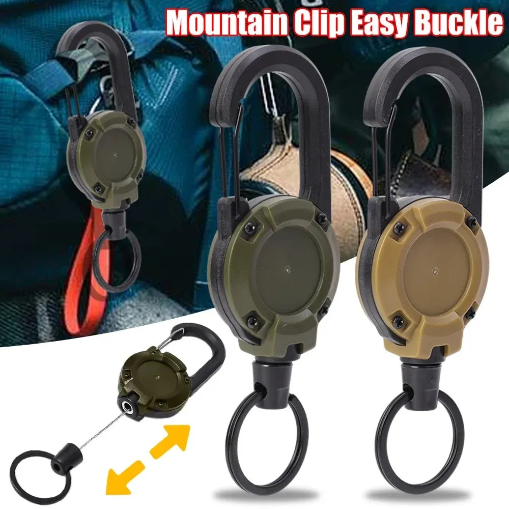 Retractable Heavy Duty Pull Reel Carabiner Key Chains Strong Steel Wire Rope Buckle Spring Key Ring Outdoor Sporty Keychain…