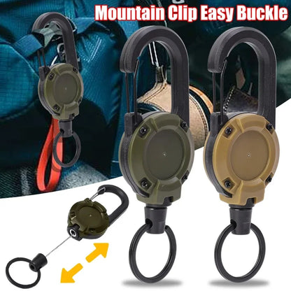 Retractable Heavy Duty Pull Reel Carabiner Key Chains Strong Steel Wire Rope Buckle Spring Key Ring Outdoor Sporty Keychain…