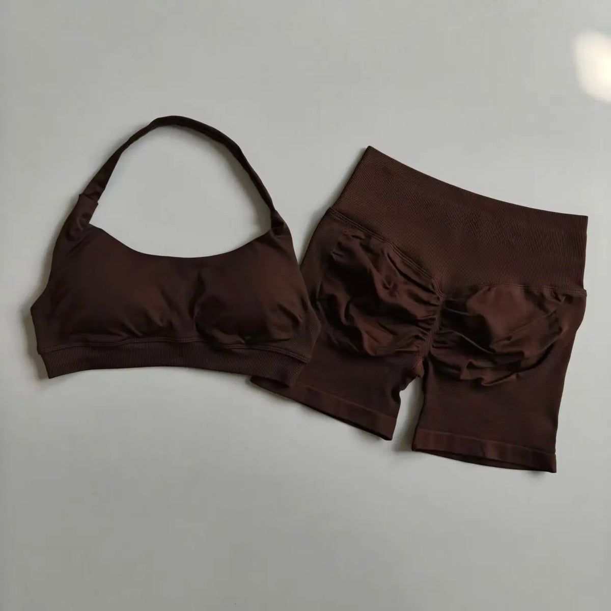 Sexy Halter Neck Beautiful Back High Waist Peach Sports Bras Shorts Suit Pilates Gathering Yoga Vest Training Fitness Bra Se…