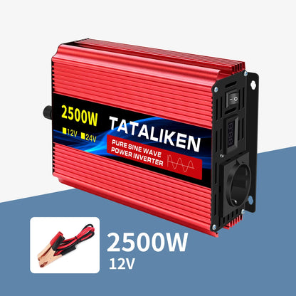 Inverter Pure Sine Wave 2500W/3500W/4500W/5000WDC 12V/24V to AC 220V 230V Voltage Transfer Converter Charging Adapter EU Soc…