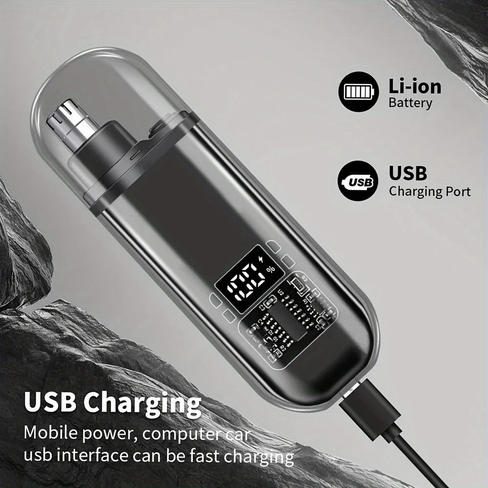Men's Nose Hair Trimmer USB Rechargeable Electric Nose Ear Hair Clipper LED Display Portable Grooming Tool - image 3