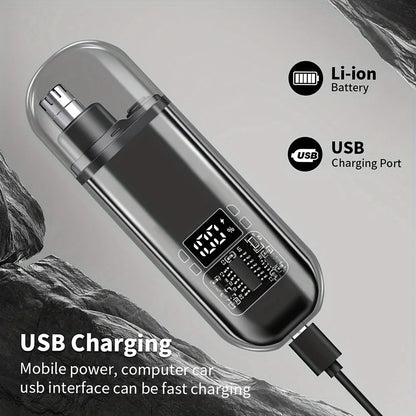 Men's Nose Hair Trimmer USB Rechargeable Electric Nose Ear Hair Clipper LED Display Portable Grooming Tool - image 3