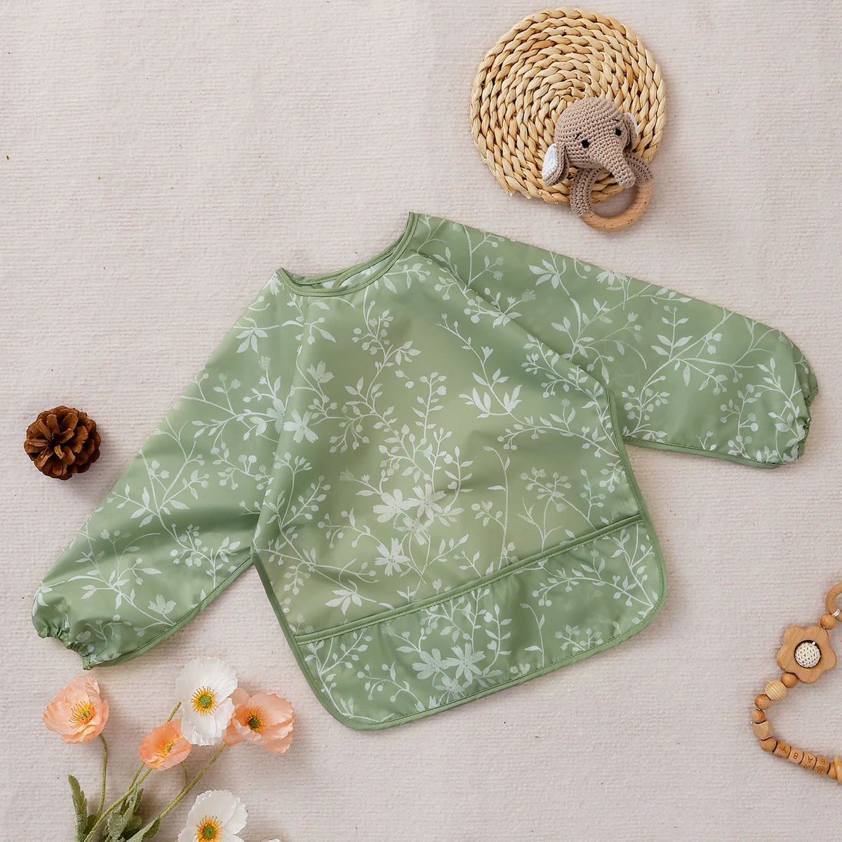Elinfant 1PC Long Sleeve Bibs, Waterproof Feeding Bibs,Washable Burp Cloth,Coveralls Bibs,Easy To Clean,Wash-Free Eating Bib…