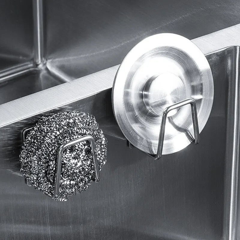 1pc Sink Sponge Holder For Kitchen Slivery Stainless Steel Household Water Channel Dishcloth Rag Storage Rack - image 4