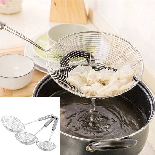 Oval Skimmer Stainless Steel Filter Mesh Oil Pot Food Filter Cookware Colander Fried Filter Kitchen Strainer Baking Cooking…