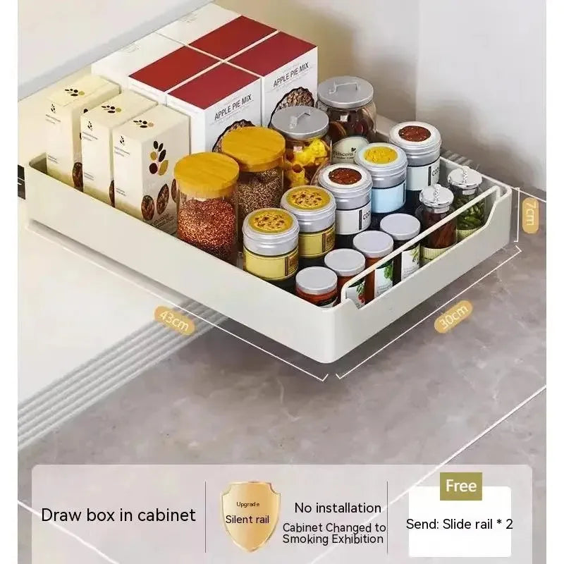 Kitchen Storage metal holdetr with Slide Rails Pull-out Drawer Storage Tray Spice Storage Rack Cabinets Organizer - image 8