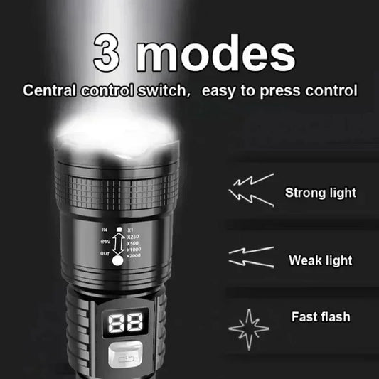 100000LM Super Bright Flashlight Rechargeable LED Torch Long Range Tactical Lamp for Outdoor Waterproof Camping Fishing Lant…