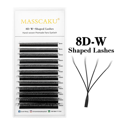 MASSCAKU 3D 4D 5D 6D 7D 8D 10D W Shaped Eyelash Natural Soft Lightweight Individual W Style Premade Fans Eyelashes Extension…