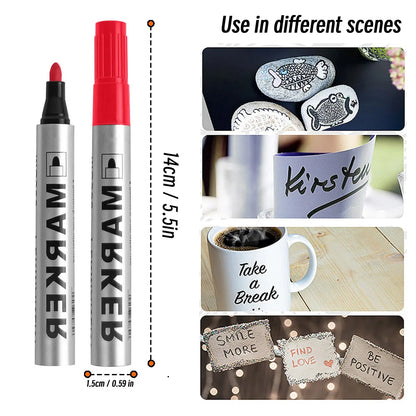 Permanent Paint Marker Pen Waterproof Black Pen for Tyre Oily Markers Quick Drying Signature Pen Stationery Supplies - image…