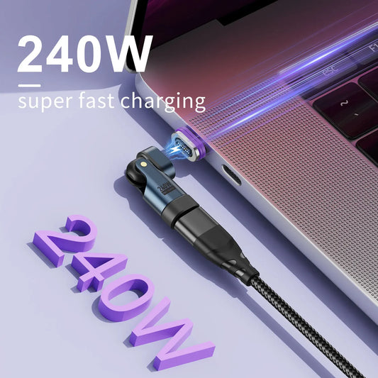 USLION 240W Type C Adapter USB-C to Type-C Fast Charging Cable Magnetic USB C Female Converter for Macbook iPhone 16 15 Xiao…