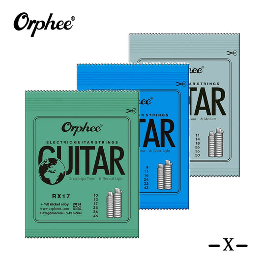 Orphee Electric Guitar Strings Set RX Series Hexagonal Carbon Steel 6 String for Electric Guitar Accessories Practice Use