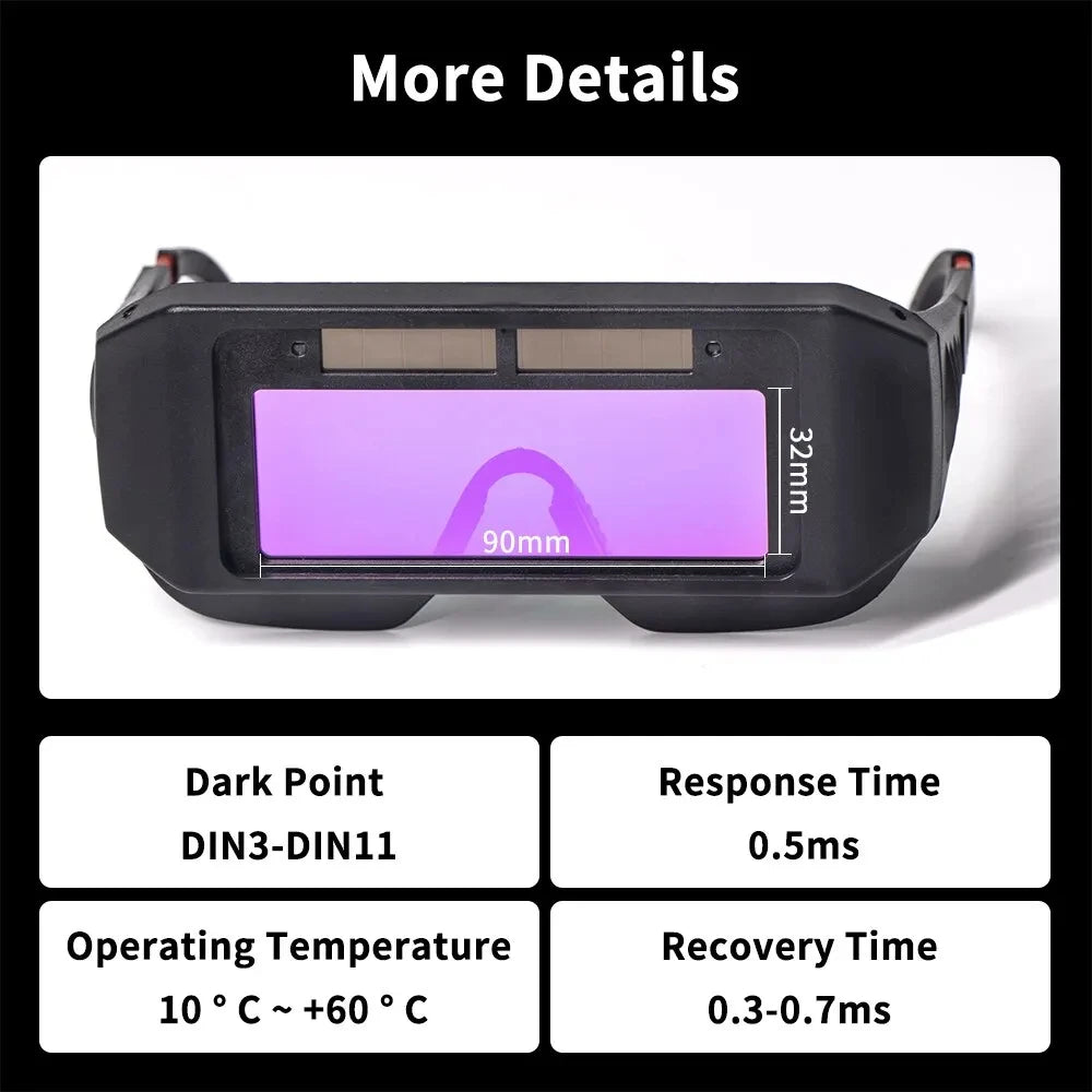 Solar Powered Welding Helmet Auto Darkening Welding Goggles LCD Welder Glasses for TIG MIG MMA Plasma Welder Glasses - image…