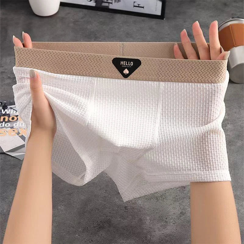 1pcs Men's Boxer Shorts Ice Silk Underwear Plus Size Underpants Breathable Sexy Slim Panties Air-conditioned Lingerie Wholes…