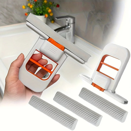 2/8pcs Self-Squeezing Desktop Mops Handheld Sponge Mop for Home Bathroom Kitchen Foldable Tabletop Scrubber Mini Cleaning To…