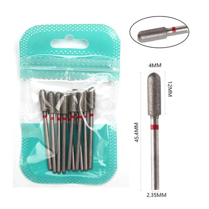 10pcs Diamond Milling Cutter Nail Drill Bits Set For Manicure Accessory Pedicure Eletric Machine Nail Bit Brush Burr Tools -…