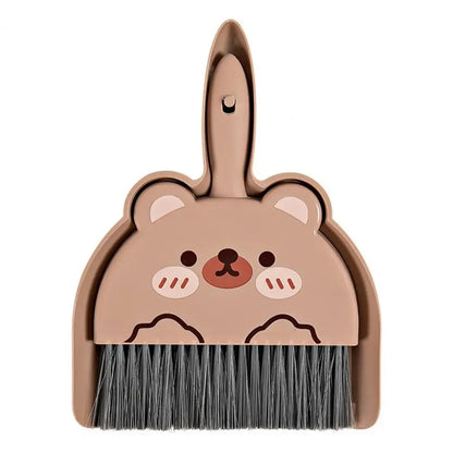 2Pcs/Set Small Broom Dustpan Set Cartoon Rabbit Bear Frog Pattern Keyboards Cleaning Mini Broom Dustpan Set - image 2
