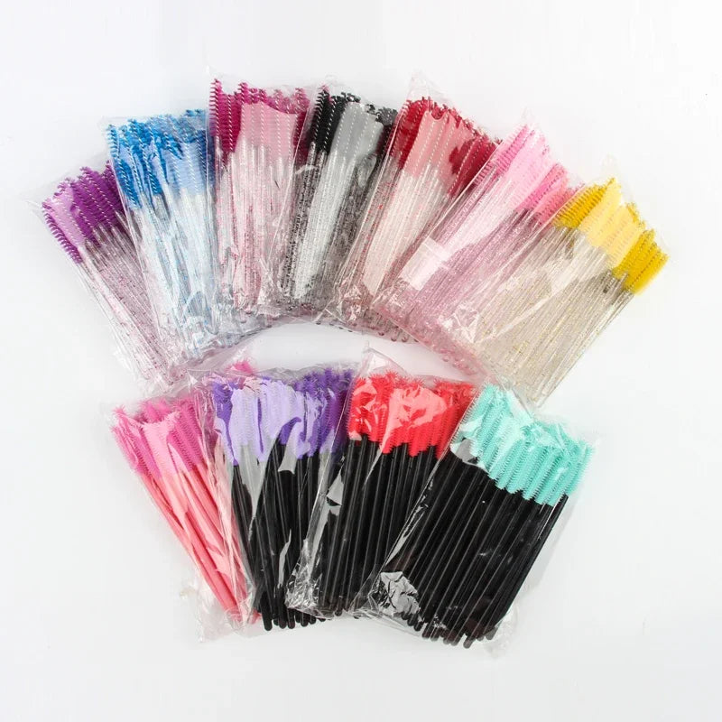 5/25/50 PCS Makeup Brushes Pink Crystal Eyelashes Brush Reusable Fake Lashes Extension Supplies False Eyelash Make up Tool H…