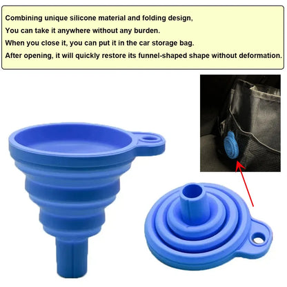 Engine Funnel Car Universal Silicone Liquid Funnel Washer Fluid Change Foldable Portable Auto Engine Oil Petrol Change Funne…