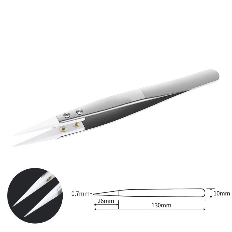 Ceramic Tipped Stainless Steel Tweezers Tips Heat Pointed Resistant Tweezer Electronic Soldering Tweezers Fine Pointed Tip -…