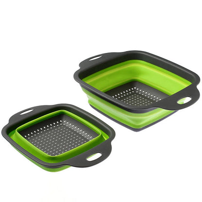 LMETJMA Square Collapsible Colander Silicone Kitchen Foldable Colander Food Vegetable Fruit Strainers Drainer JT39 - image 3