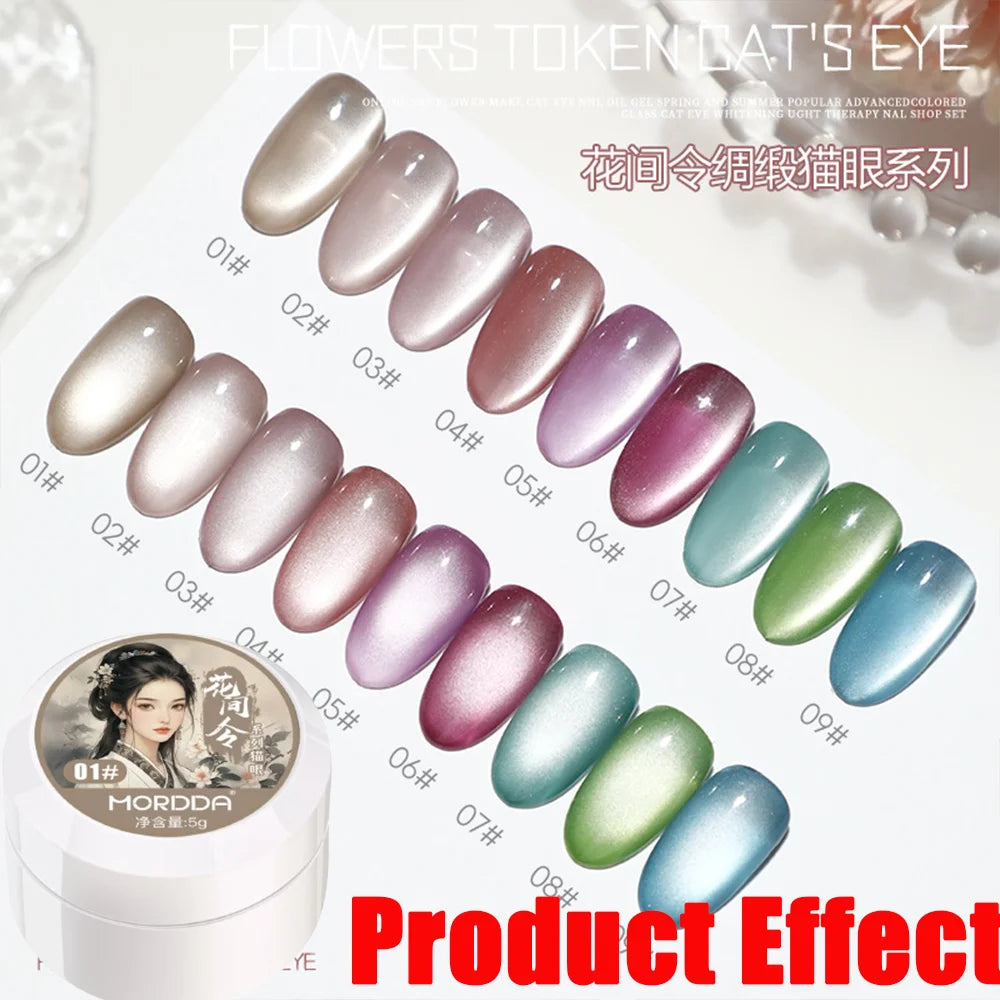 5g/Bottle White Moonlight Nail Cat's Eye Gel Magnetic Satin Gel Polish 9-Colors Soak Off Glitter Phototherapy Manicure Varni…