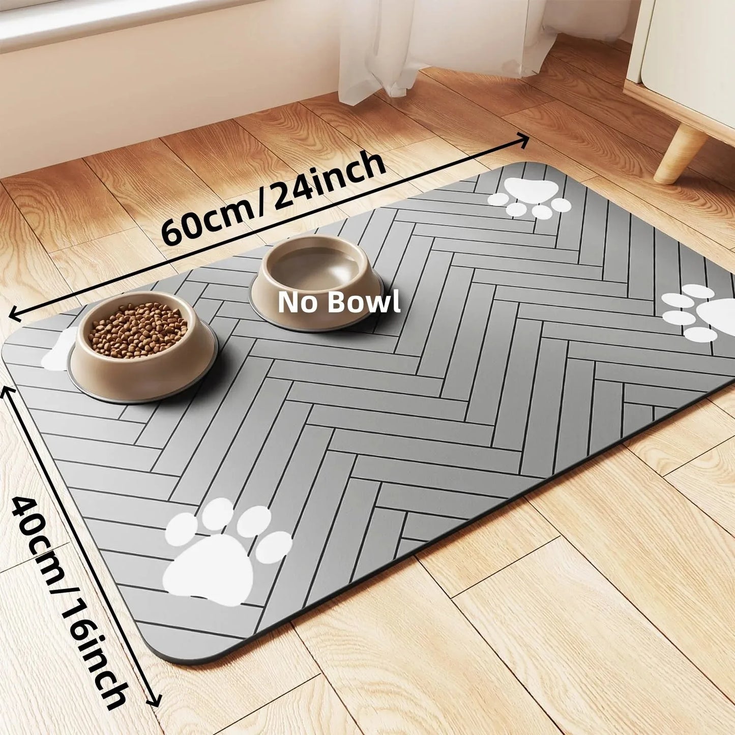 Pet Feeding Mat-Absorbent Pet Placemat Rubber Backing Quick Dry Water Mat for Dog Cat for Food and Water Bowl with Waterproo…