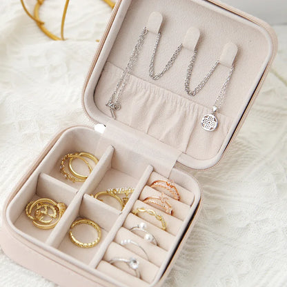 1pcs Single Layer Storage Box Ladies Travel Leather Jewelry Box Classic Black Pure White Fashion Pink Storage Box - image 3